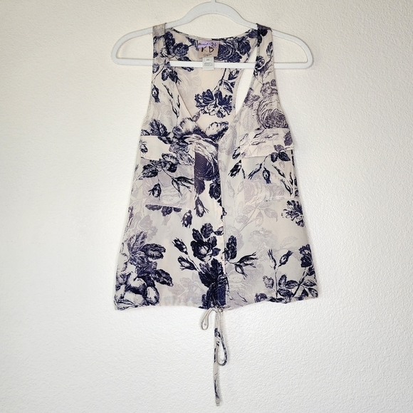 Rory Beca Blue Floral Silk Blouse XS - Picture 2 of 5